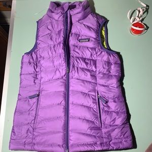 Patagonia vest. Girls L 12. Pretty purple. Cinch waist. Down filled